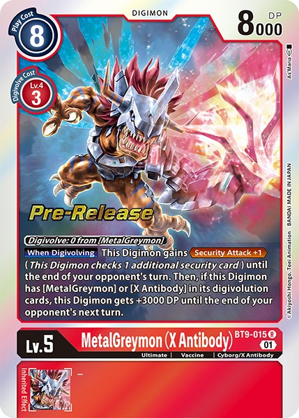 digimon card game x antibody MetalGreymon (X Antibody) [BT9-015] [X Record Pre-Release Promos]