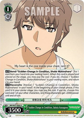 Sudden Change in Condition, Sakuta Azusagawa [Rascal Does Not Dream of a Dreaming Girl]