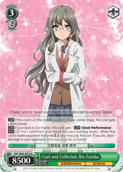 Cool and Collected, Rio Futaba (SBY/W64-E032 R) [Rascal Does Not Dream of Bunny Girl Senpai]