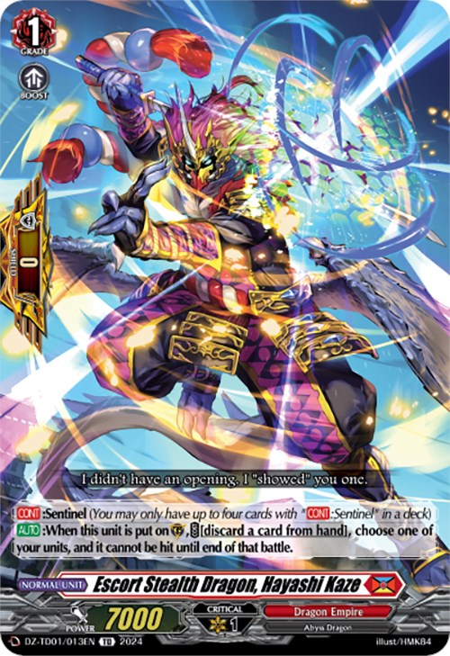 Escort Stealth Dragon, Hayashi Kaze (DZ-TD01/013EN) [Start Up Trial Deck: Dragon Empire]