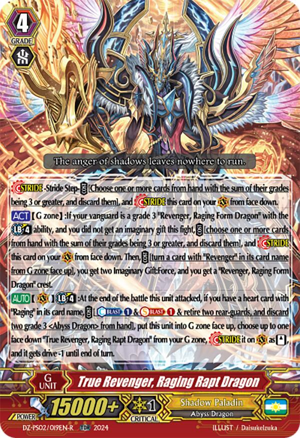 True Revenger, Raging Rapt Dragon (TDR) (DZ-PS02/019EN-R) [DZ-PS02: Premium Deckset “Revenger”]