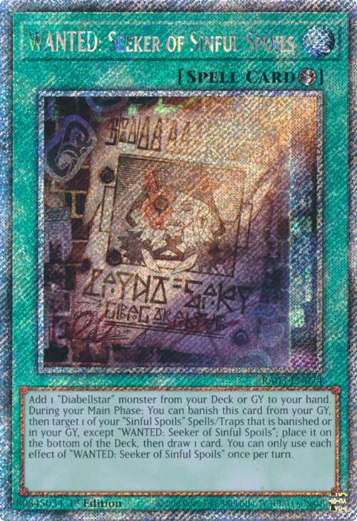 WANTED: Seeker of Sinful Spoils (Platinum Secret Rare) [RA03-EN074] Platinum Secret Rare