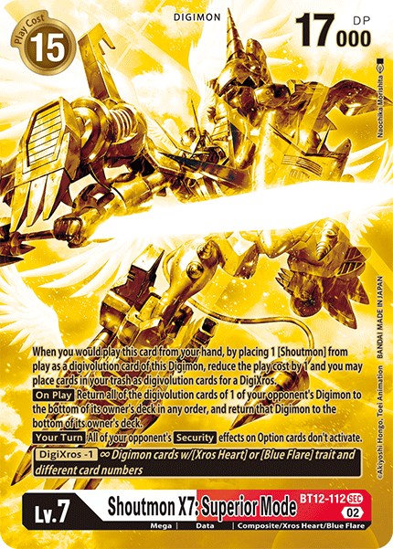 Shoutmon X7: Superior Mode [BT12-112] (Alternate Art - Gold) [Across Time]