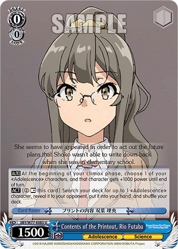 Contents of the Printout, Rio Futaba [Rascal Does Not Dream of a Dreaming Girl]