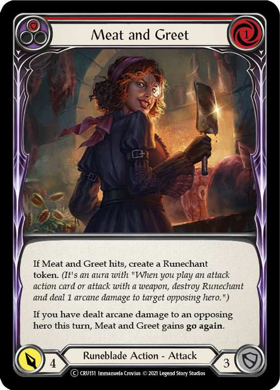 Meat and Greet (Red) [U-CRU151-RF] (Crucible of War Unlimited)  Unlimited Rainbow Foil