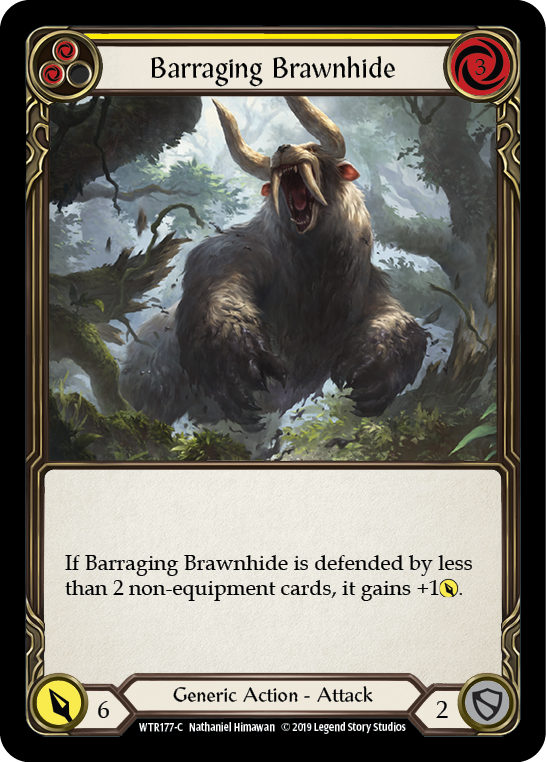 Barraging Brawnhide (Yellow) [WTR177-C] (Welcome to Rathe)  Alpha Print Rainbow Foil