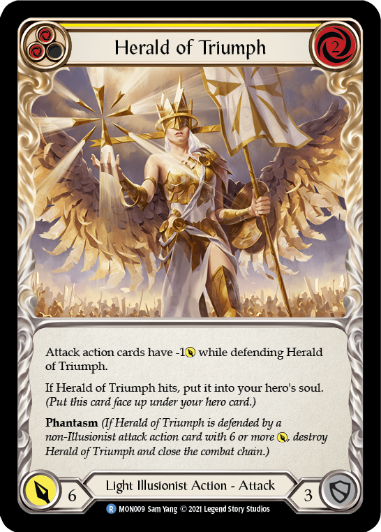 Herald of Triumph (Yellow) [MON009-RF] (Monarch)  1st Edition Rainbow Foil