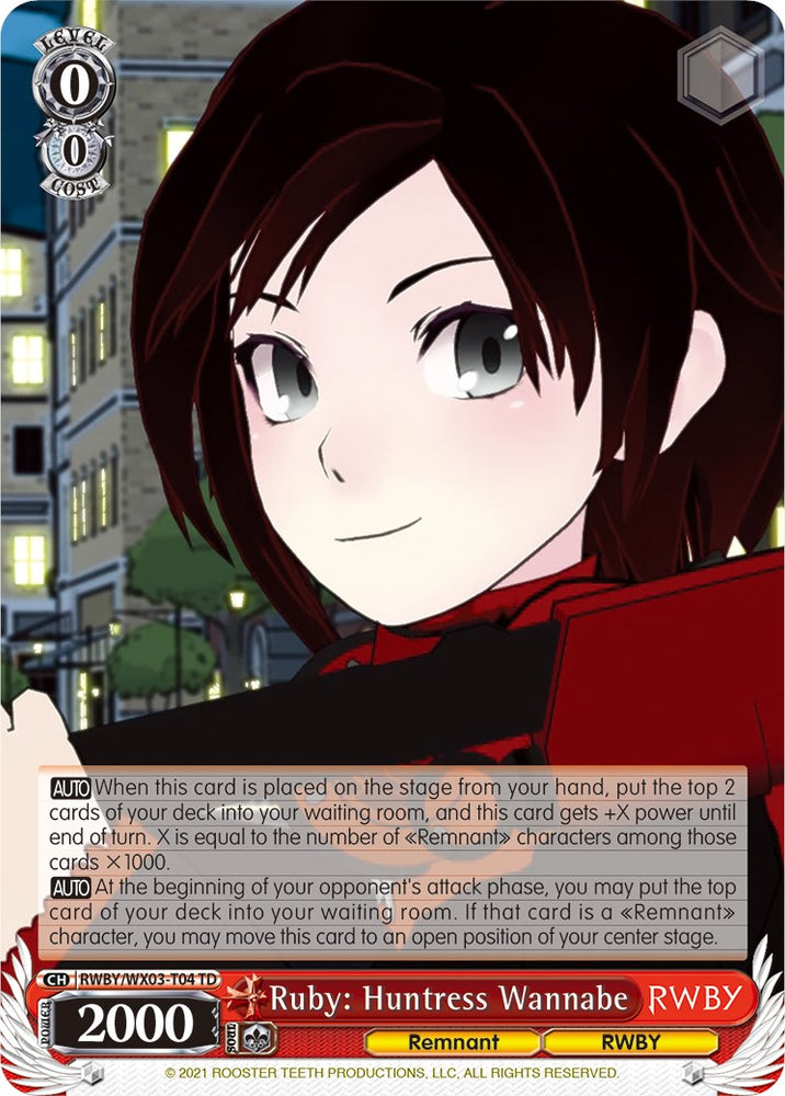 Ruby: Huntress Wannabe (RWBY/WX03-T04 TD) [RWBY]