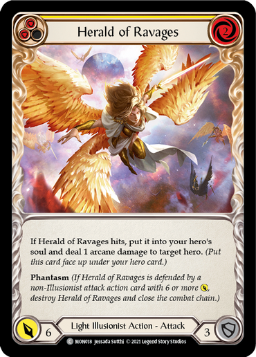 Herald of Ravages (Yellow) [MON018-RF] (Monarch)  1st Edition Rainbow Foil