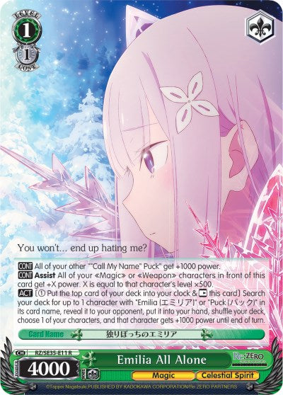 Emilia All Alone (RZ/SE35-E11 R) (Parallel Foil) [Re:ZERO: The Frozen Bond]