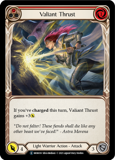 Valiant Thrust (Red) [U-MON039-RF] (Monarch Unlimited)  Unlimited Rainbow Foil