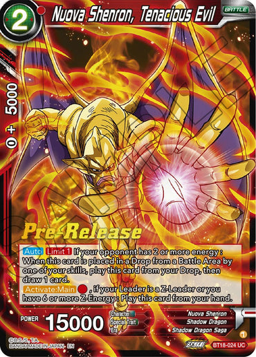 Nuova Shenron, Tenacious Evil (BT18-024) [Dawn of the Z-Legends Prerelease Promos]