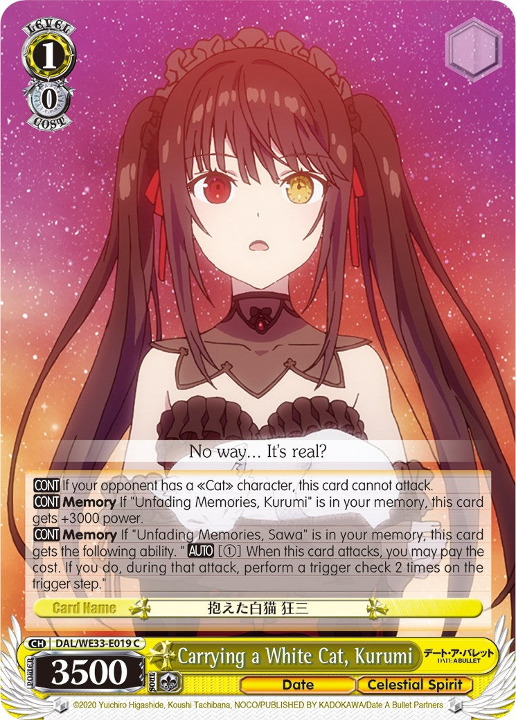 Carrying a White Cat, Kurumi (DAL/WE33-E019 C) (Parallel Foil) [Date A Bullet]