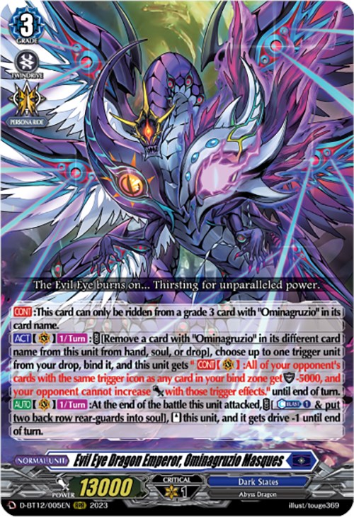 Evil Eye Dragon Emperor, Ominagruzio Masques (D-BT12/005EN) [Evenfall Onslaught]