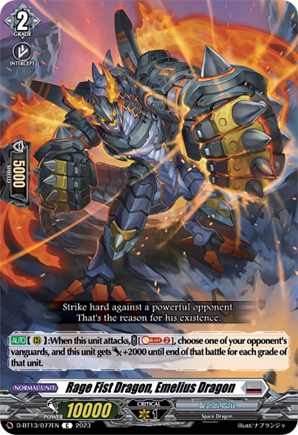 Rage Fist Dragon, Emelius Dragon (D-BT13/077EN) [Flight of Chakrabarthi]