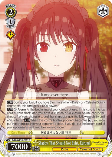 Shadow That Should Not Exist, Kurumi (DAL/WE33-E022 C) (Parallel Foil) [Date A Bullet]