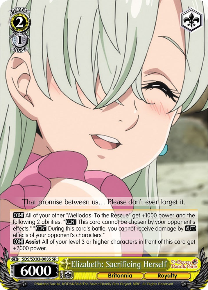 Elizabeth: Sacrificing Herself (SDS/SX03-008S SR) [The Seven Deadly Sins]