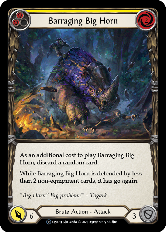 Barraging Big Horn (Yellow) [U-CRU011-RF] (Crucible of War Unlimited)  Unlimited Rainbow Foil
