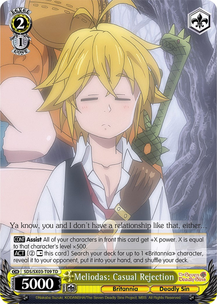 Meliodas: Casual Rejection (SDS/SX03-T09 TD) [The Seven Deadly Sins]