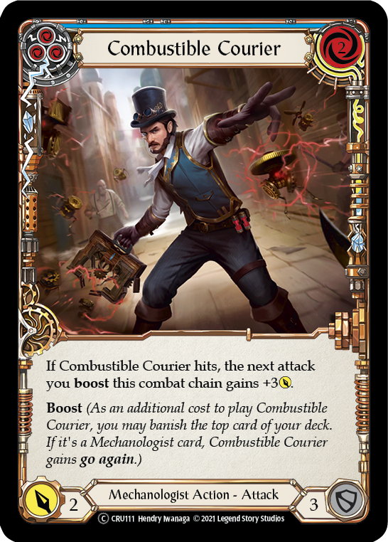 Combustible Courier (Blue) [U-CRU111-RF] (Crucible of War Unlimited)  Unlimited Rainbow Foil