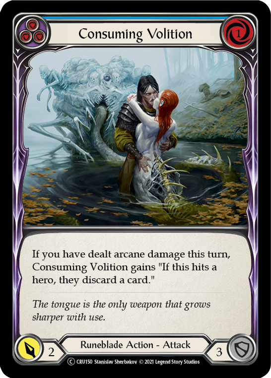 Consuming Volition (Blue) [U-CRU150-RF] (Crucible of War Unlimited)  Unlimited Rainbow Foil