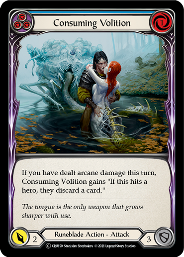 Consuming Volition (Blue) [U-CRU150-RF] (Crucible of War Unlimited)  Unlimited Rainbow Foil