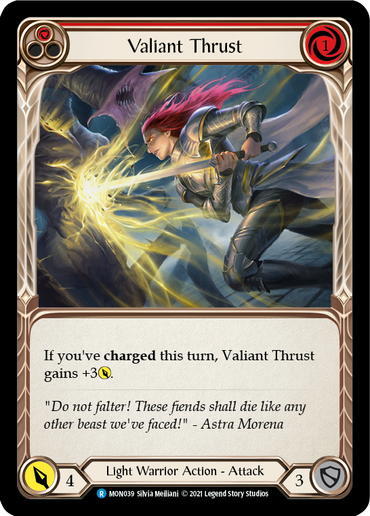 Valiant Thrust (Red) [MON039-RF] (Monarch)  1st Edition Rainbow Foil