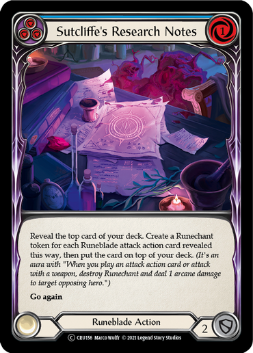 Sutcliffe's Research Notes (Blue) [U-CRU156-RF] (Crucible of War Unlimited)  Unlimited Rainbow Foil