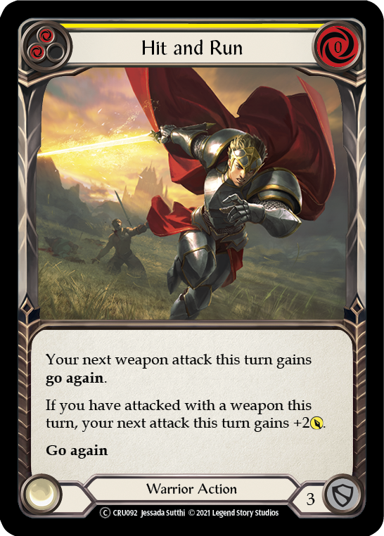 Hit and Run (Yellow) [U-CRU092-RF] (Crucible of War Unlimited)  Unlimited Rainbow Foil