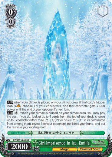 Girl Imprisoned in Ice, Emilia (RZ/SE35-E01 RR) (Parallel Foil) [Re:ZERO: The Frozen Bond]