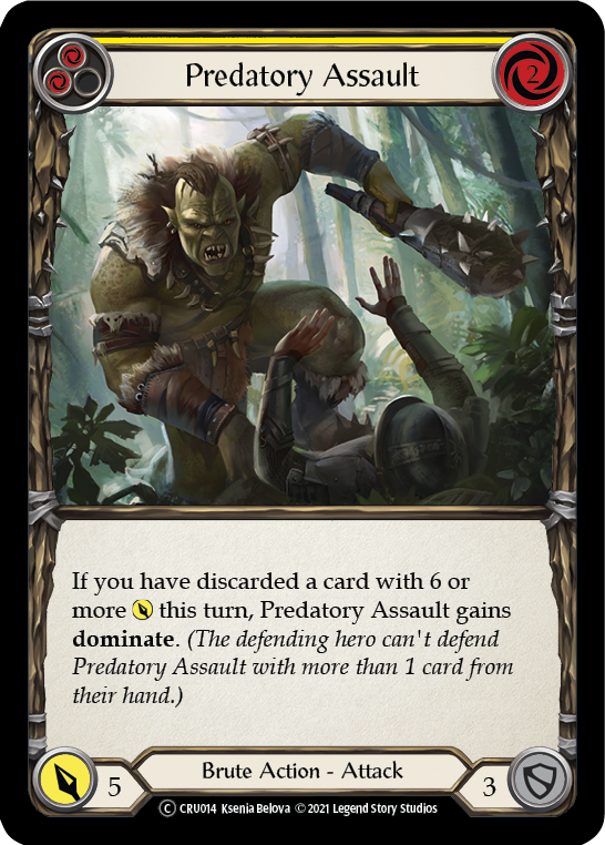 Predatory Assault (Yellow) [U-CRU014-RF] (Crucible of War Unlimited)  Unlimited Rainbow Foil