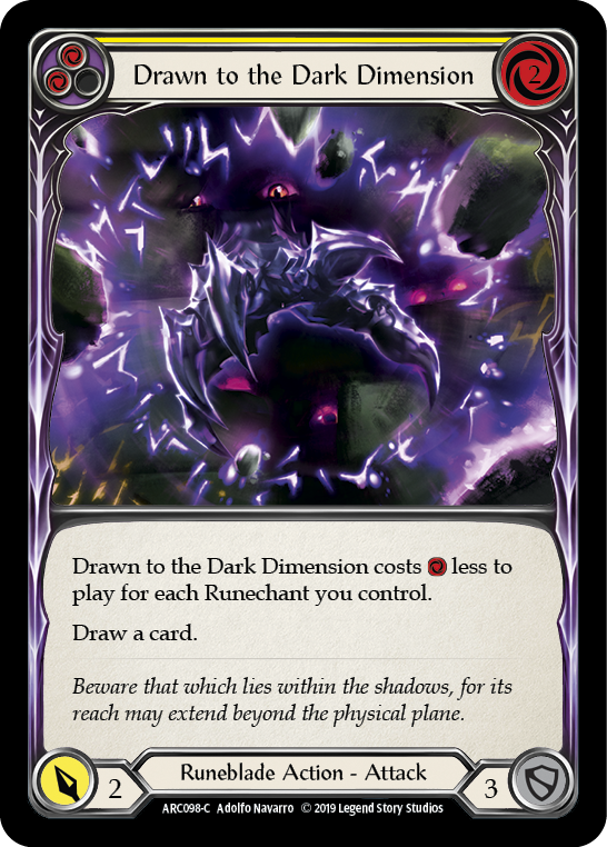 Drawn to the Dark Dimension (Yellow) [ARC098-C] (Arcane Rising)  1st Edition Rainbow Foil