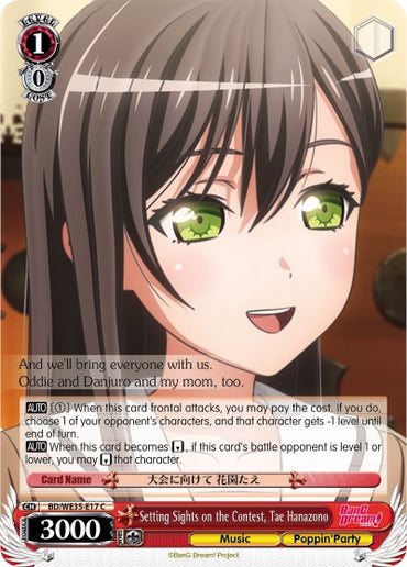Setting Sights on the Contest, Tae Hanazono (BD/WE35-E17 C) (Parallel Foil) [Poppin'Party x Roselia]