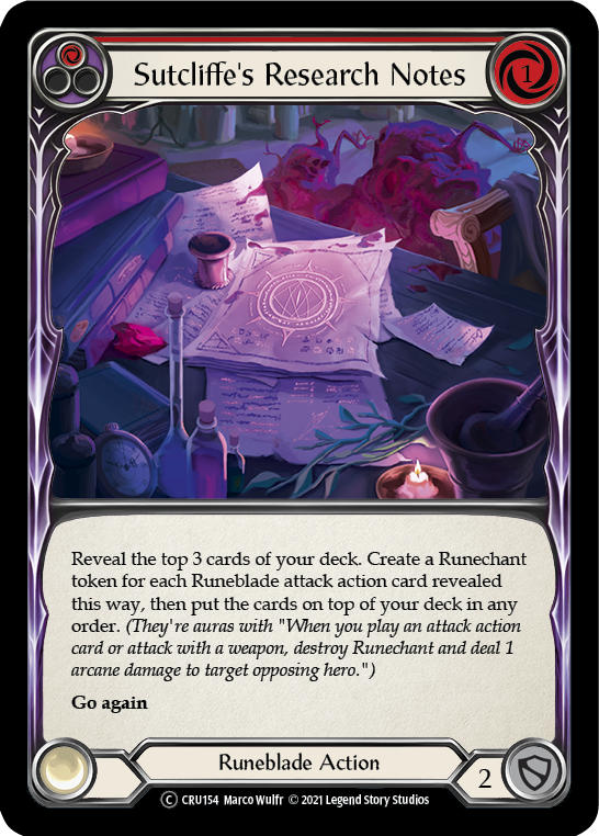 Sutcliffe's Research Notes (Red) [U-CRU154-RF] (Crucible of War Unlimited)  Unlimited Rainbow Foil