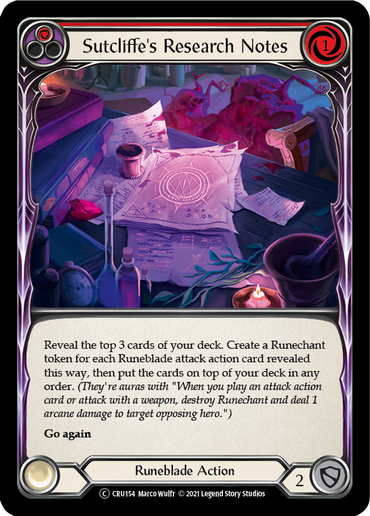 Sutcliffe's Research Notes (Red) [U-CRU154-RF] (Crucible of War Unlimited)  Unlimited Rainbow Foil