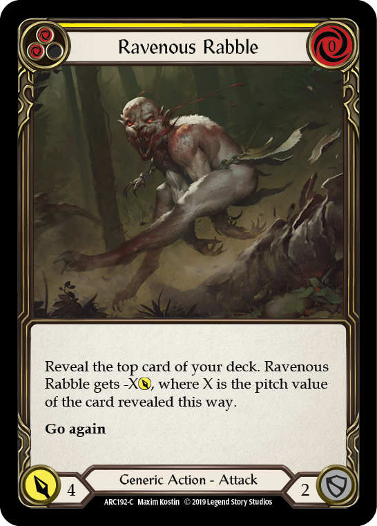 Ravenous Rabble (Yellow) [ARC192-C] (Arcane Rising)  1st Edition Rainbow Foil