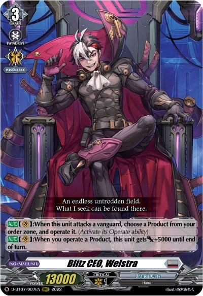 Blitz CEO, Welstra (D-BT07/007EN) [Raging Flames Against Emerald Storm]