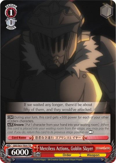 Merciless Actions, Goblin Slayer (GBS/S63-TE05 TD) [Goblin Slayer]