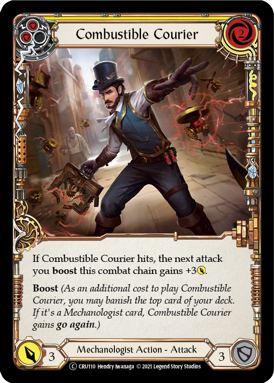 Combustible Courier (Yellow) [U-CRU110-RF] (Crucible of War Unlimited)  Unlimited Rainbow Foil