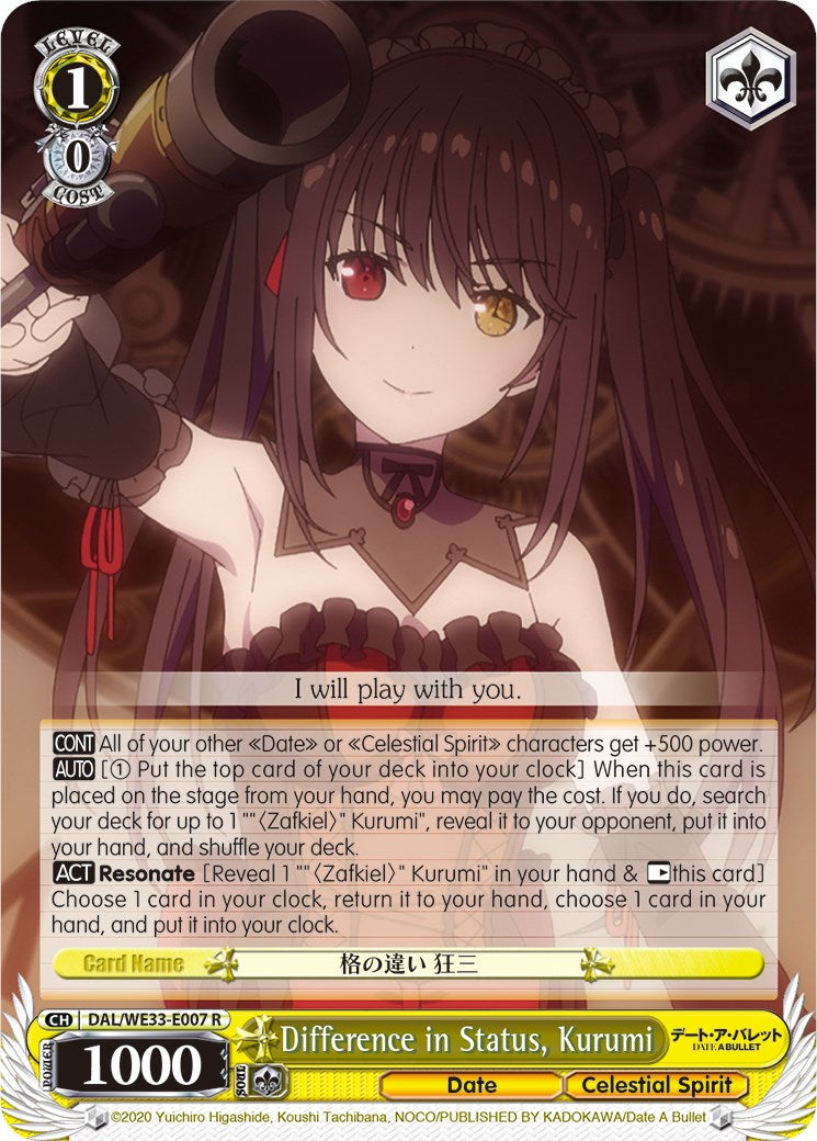 Difference in Status, Kurumi (DAL/WE33-E007 R) (Parallel Foil) [Date A Bullet]