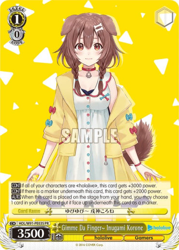 Gimme Da Finger~ Inugami Korone (HOL/W91-PE03 PR) (Bushiroad on the Road 2022) (Promo) [hololive production]