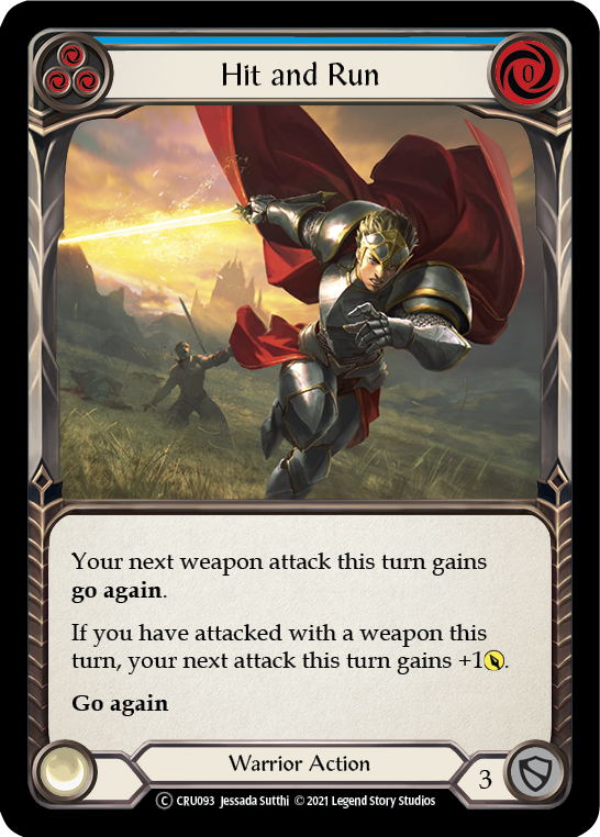 Hit and Run (Blue) [U-CRU093-RF] (Crucible of War Unlimited)  Unlimited Rainbow Foil