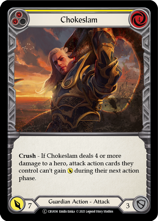 Chokeslam (Yellow) [U-CRU036-RF] (Crucible of War Unlimited)  Unlimited Rainbow Foil