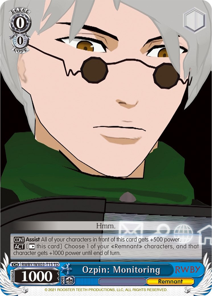 Ozpin: Monitoring (RWBY/WX03-T15 TD) [RWBY]